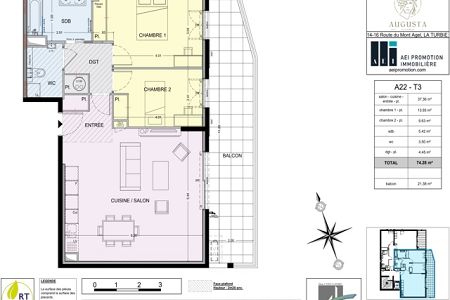 Appartement moderne - 3 pièces - 74 m² - LA TURBIE