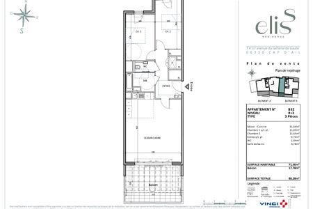 Appartement moderne - 3 pièces - 72 m² - CAP D'AIL