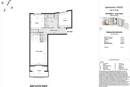 Appartement - 3 pièces - 70 m² - EZE