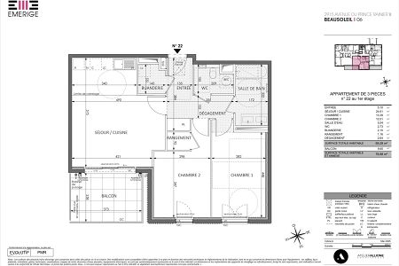 Appartement - 3 pièces - 69 m² - BEAUSOLEIL